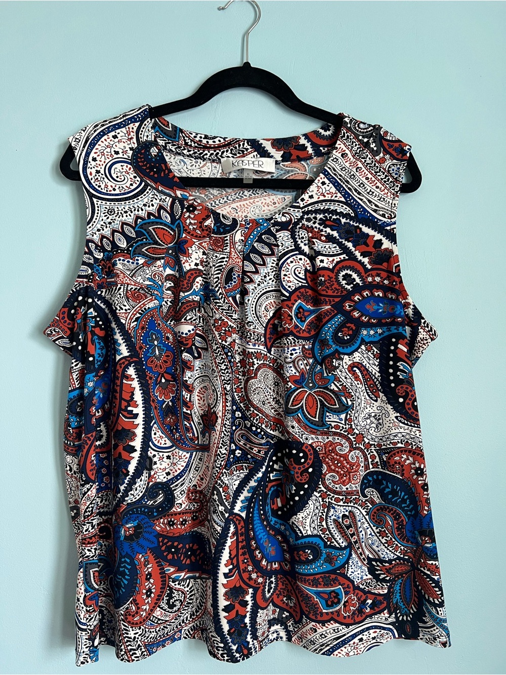 Kasper Multicolor Paisley Sleeveless Camisole - Blue, Red, White
